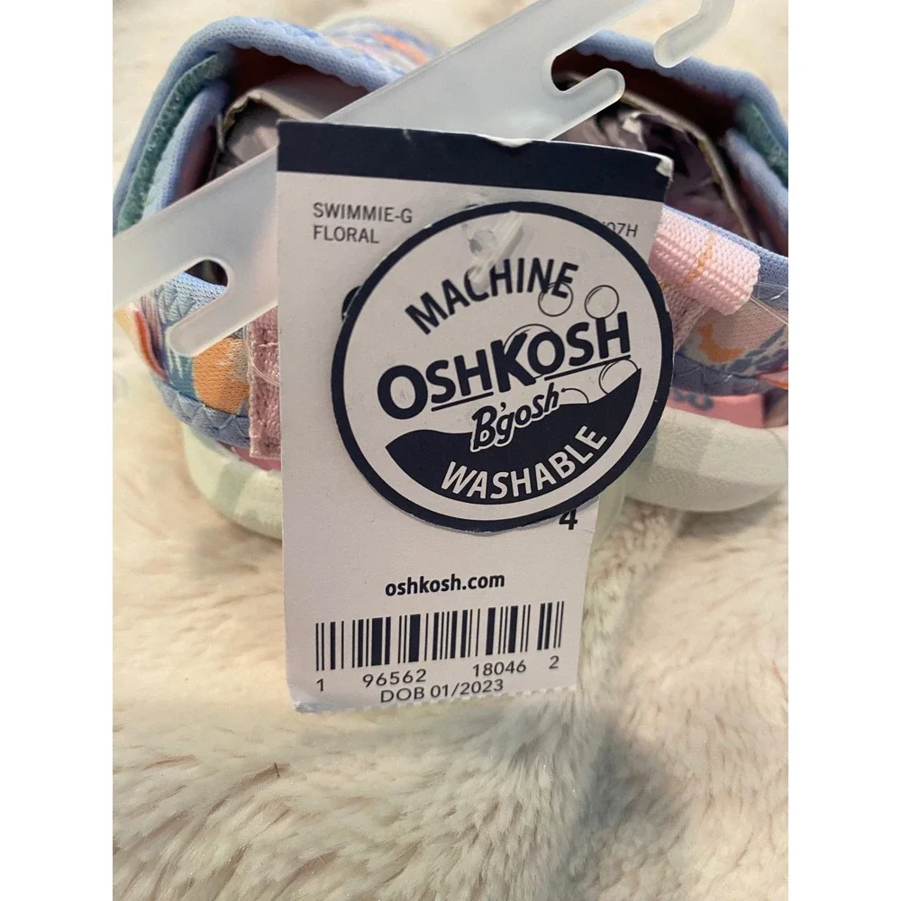 OshKosh B'gosh Baby Girls Floral Swimmie-G Water Shoes Blue Orange Pink‎ Size 4